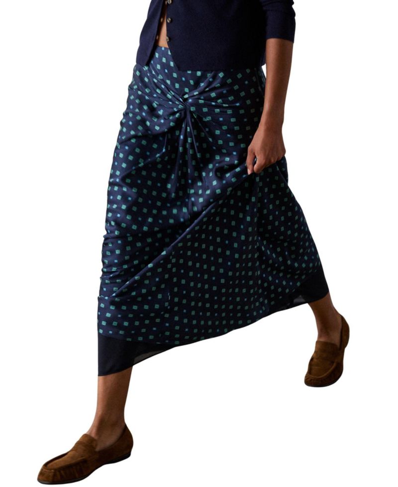 Women's Diamond Geo Twist High-Waisted Midi Skirt