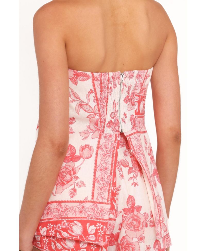 Women's Rosemarie Strapless Floral Linen-Blend Tube Top