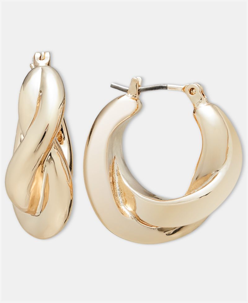 Small Twist Hoop Earrings, 0.92"
