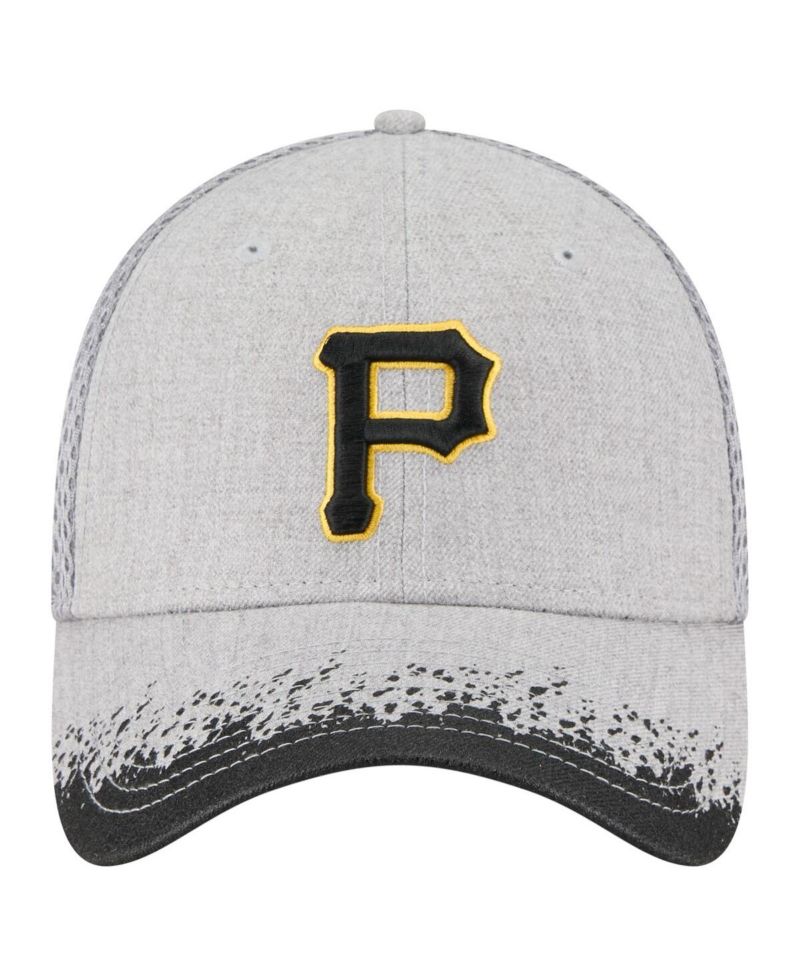 Men's Gray Pittsburgh Pirates Visor Paint Splatter 39THIRTY Flex Hat