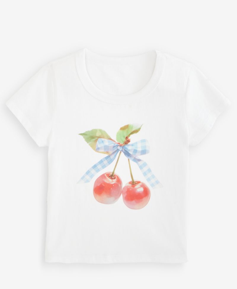 Big Girls Cherry Bow Graphic Cotton T-Shirt