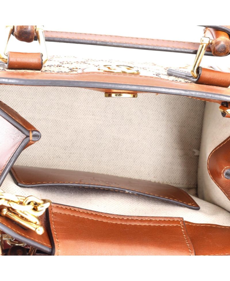 Mini Diana NM Bamboo Handle Tote Crystal Embellished GG Canvas