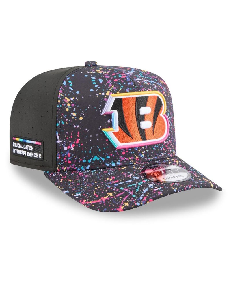 Men's Black Cincinnati Bengals 2025 NFL Crucial Catch A-Frame 9FIFTY Snapback Hat
