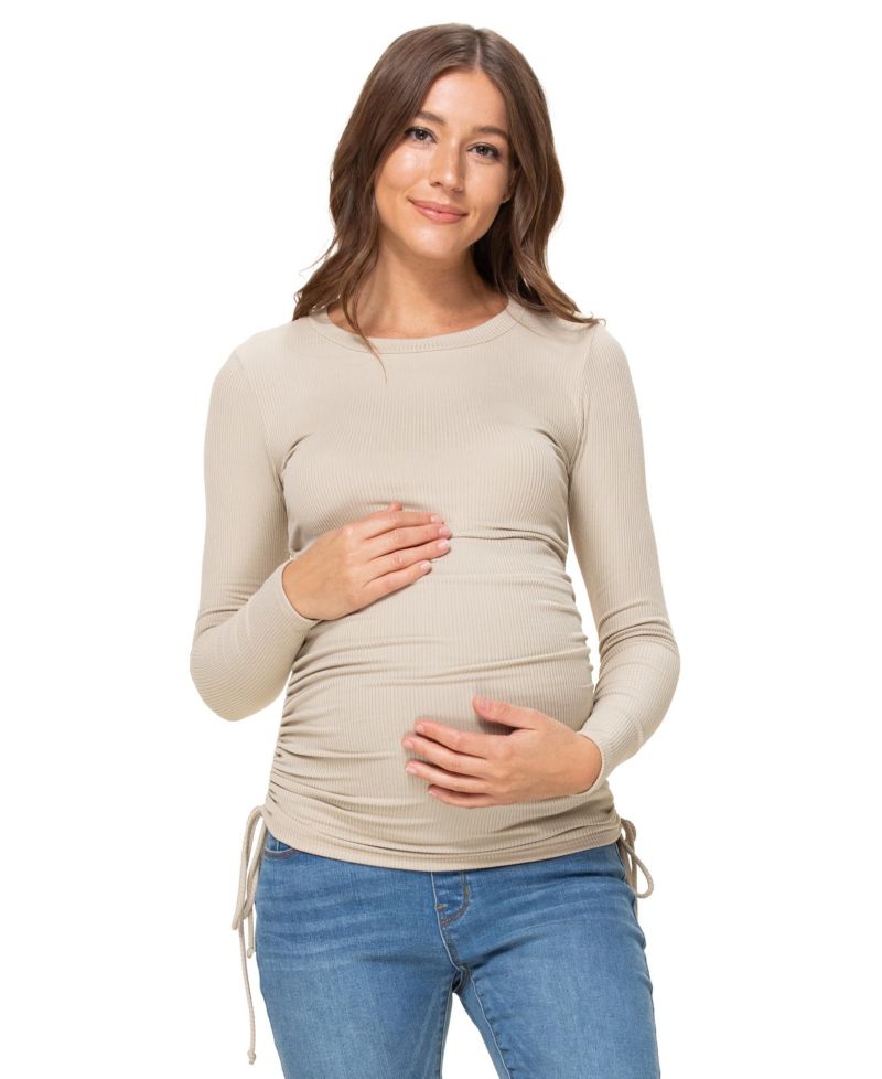 Maternity Ribbed Drawstring Top