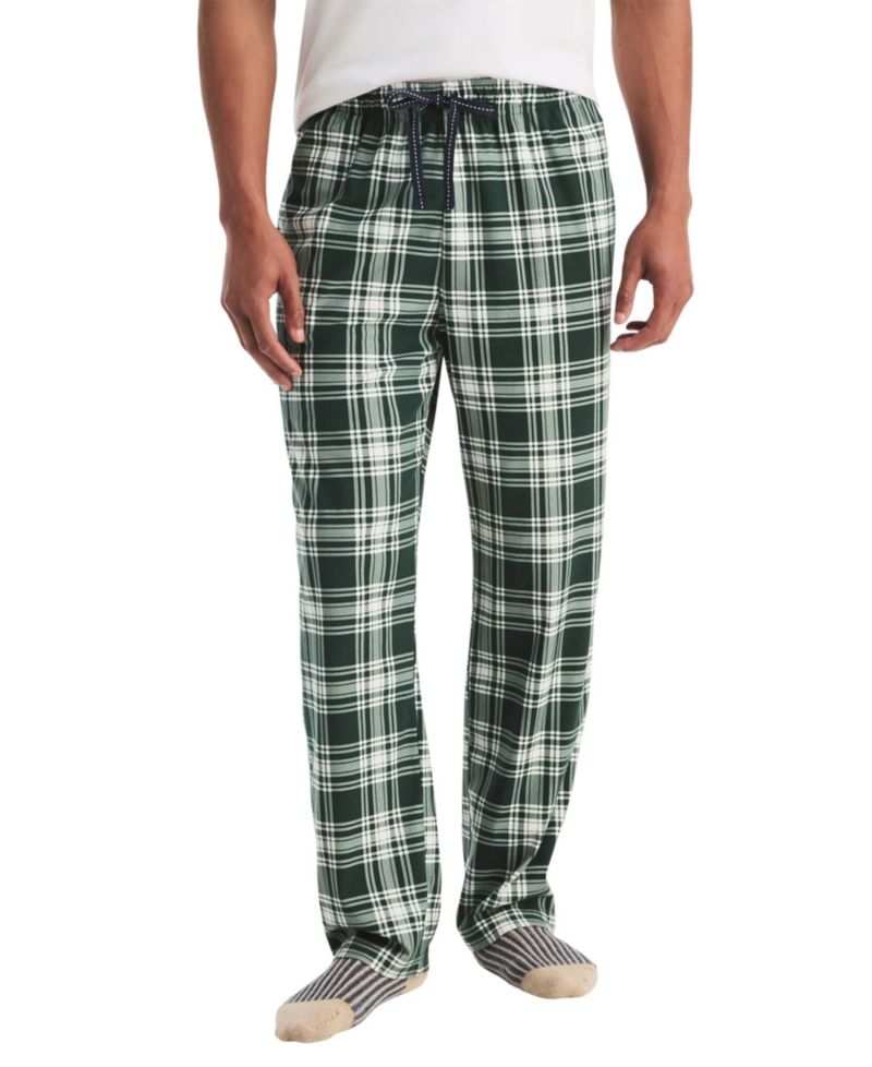 Men's Open Bottom Plaid Fleece Relaxed-Fit Pajama Pants
