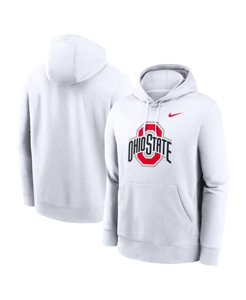 Men's White Ohio State Buckeyes Primetime Evergreen Club Fleece Pullover Hoodie