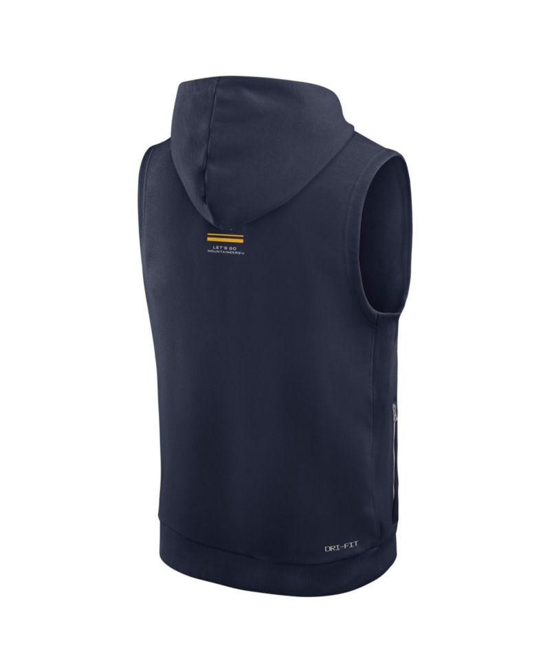 Men's Navy West Virginia Mountaineers 2026 Sideline Sleeveless Dri-FIT Hoodie