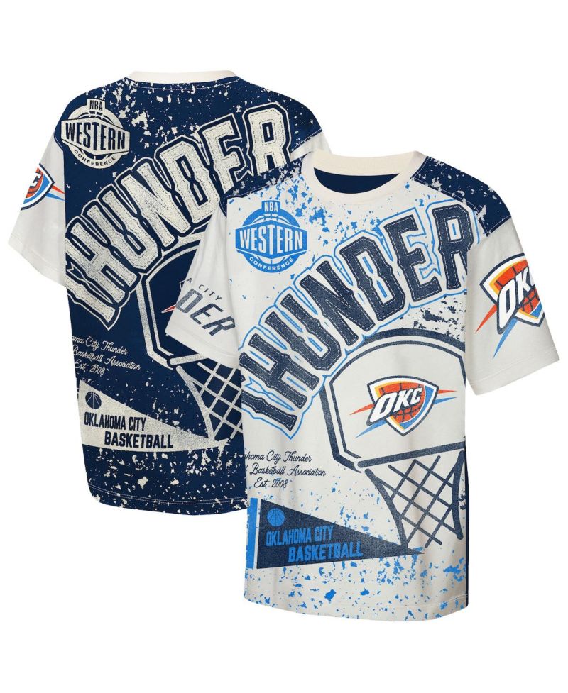 Big Boys and Girls Cream Oklahoma City Thunder Top Player All-Over-Print T-Shirt