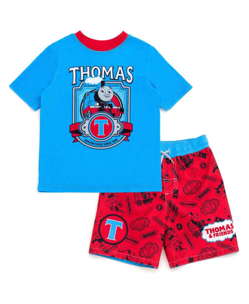Little Boys Rash Guard and Swim Trunks Outfit Set