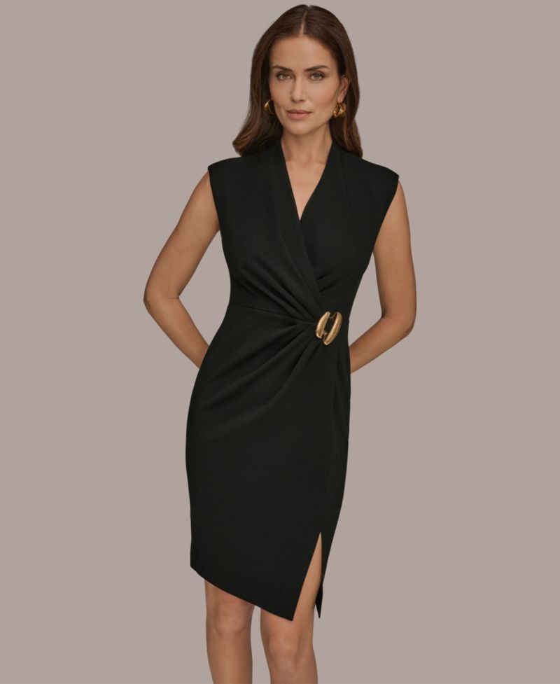 Women's Sleeveless Wrap Sheath Dress