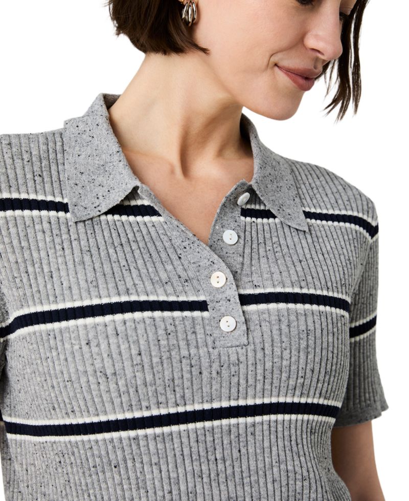 Women's Mason Knit Varsity Collared Stripe Sweater