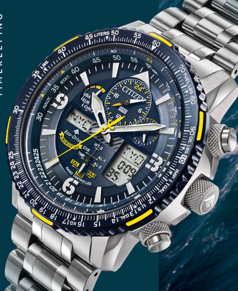 Eco-Drive Men's Analog-Digital Promaster Blue Angels Skyhawk A-T Stainless Steel Bracelet Watch 46mm