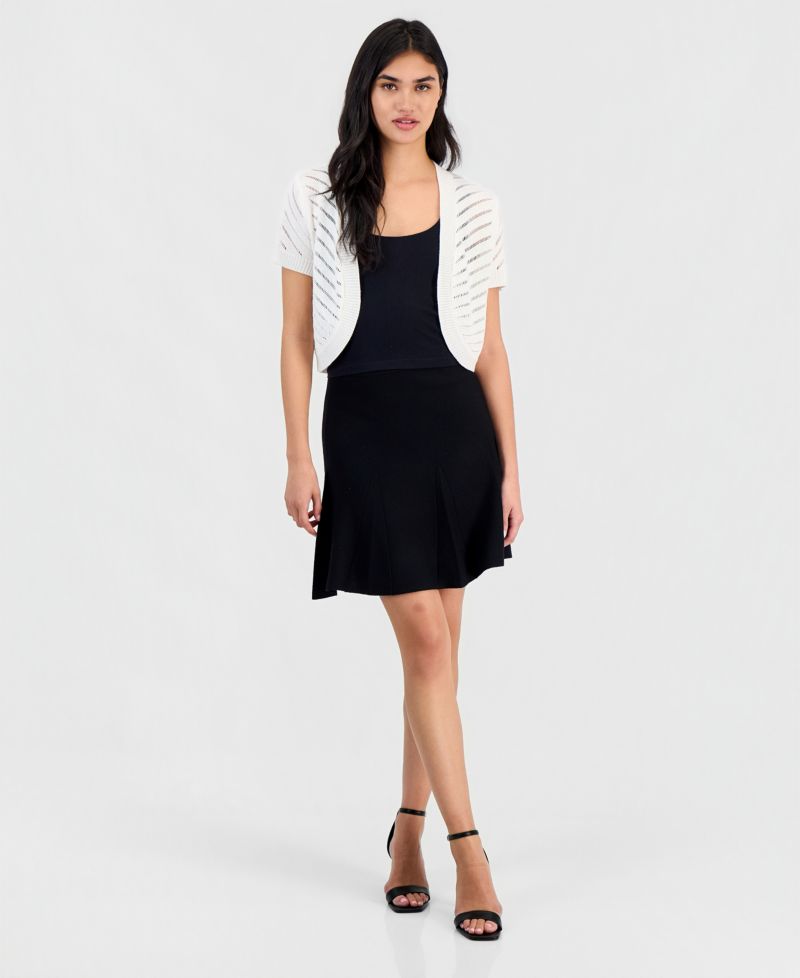 Petite Open-Knit Stripe Bolero Shrug