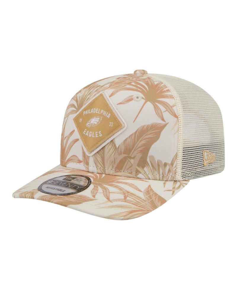 Men's Tan Philadelphia Eagles Tonal Palm COOLERA 9SEVENTY Adjustable Trucker Hat