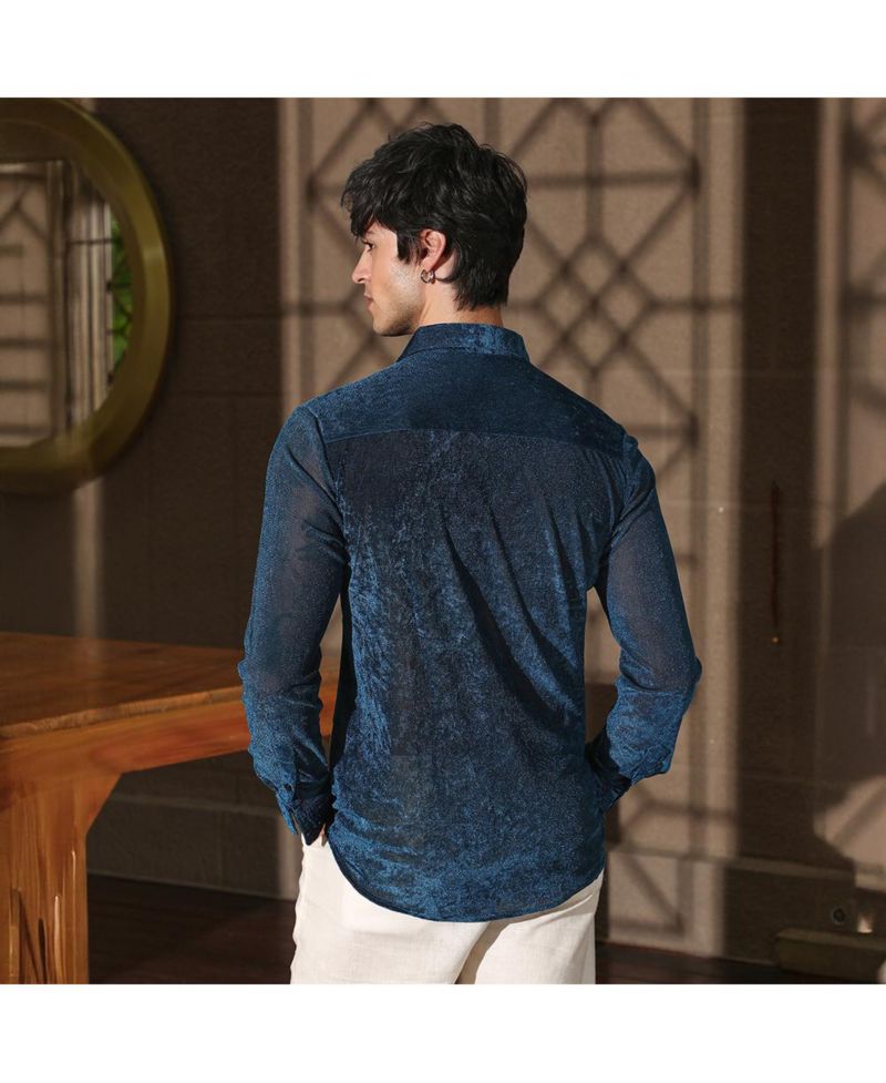 Men's Men 's Solid Velvet Shirt
