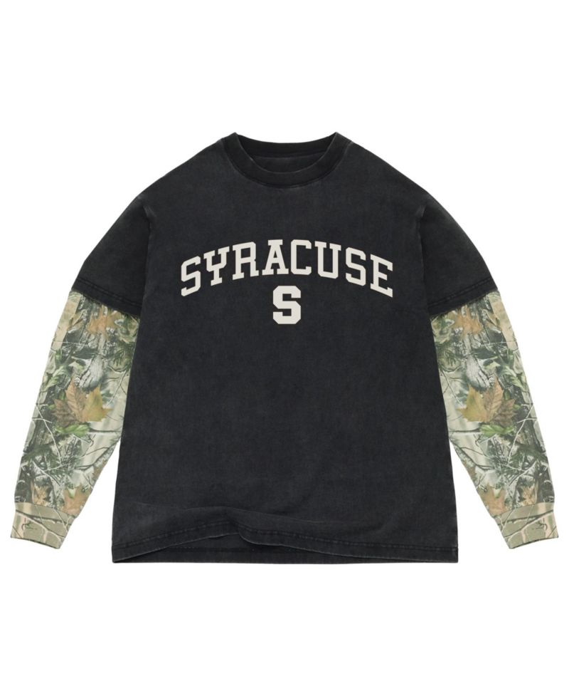 Men's Black/Camo Syracuse Orange Back Bay Twofer Heavyweight Long Sleeve T-Shirt