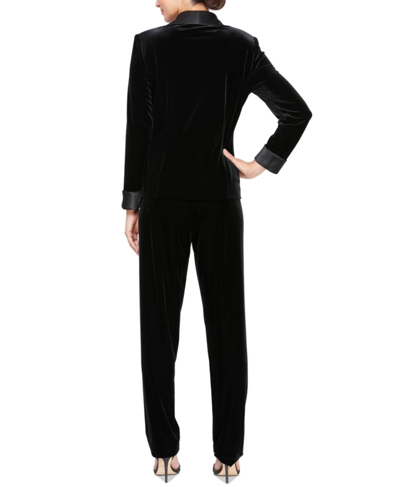 Women's Velvet Satin-Collar Jacket and Velvet Tank
