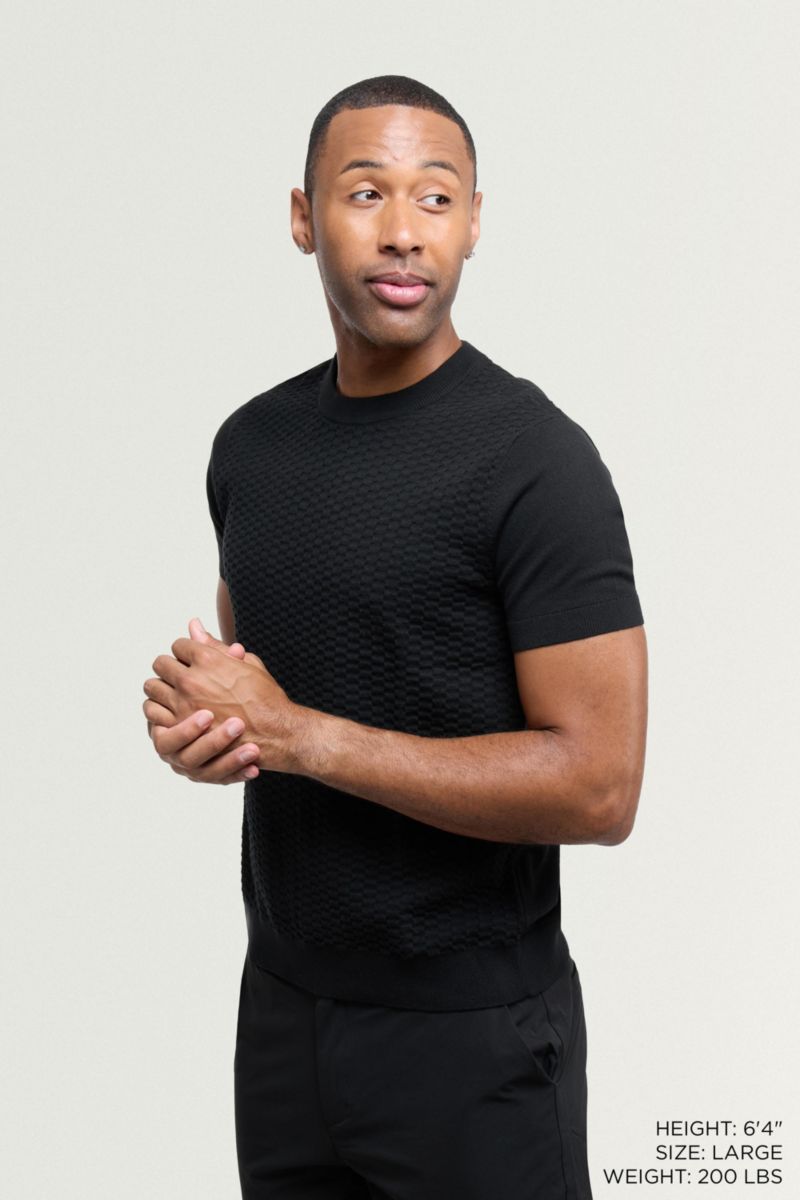 X RAY Men's Crew Rib Neck Checkered Sweater