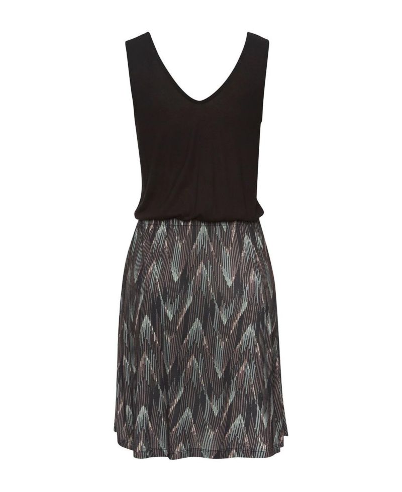 Women's Viscose Printed Pattern A-Line V-Neck Elastic-Waist Short Dress