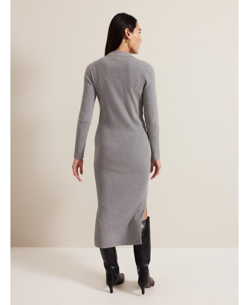 Women's Lucy Long-Sleeve Collared Ribbed-Knit Dress