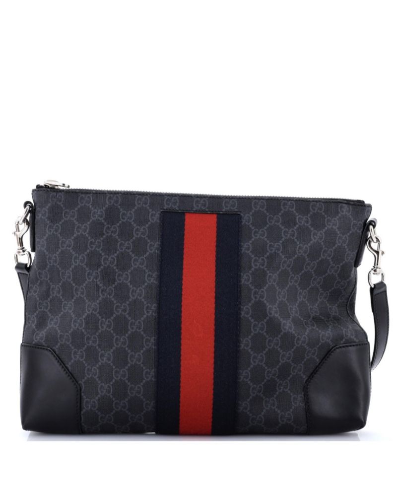 Medium Web Zip Flat Messenger GG Coated Canvas