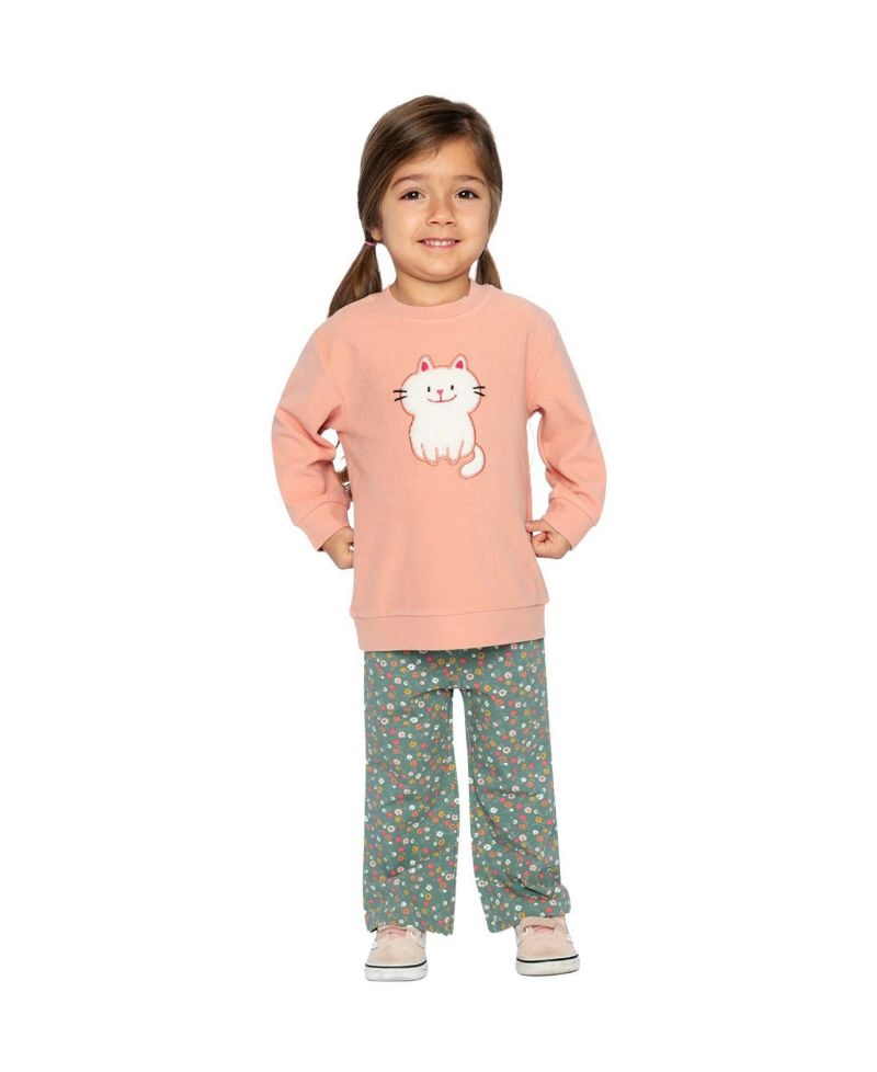 Baby Girls Tunic and Leggings Set Pale Pink and Green Floral Print
