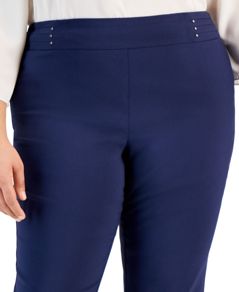 Petite Studded-Rivet Slim-Leg Pants, Petite & Petite Short