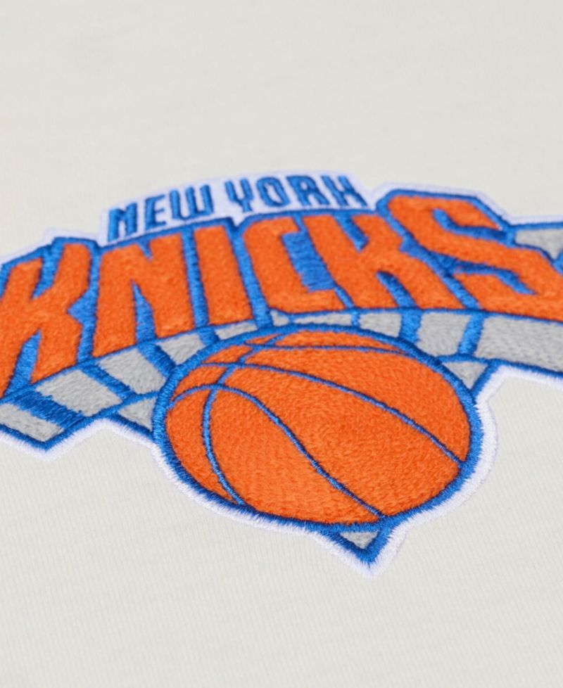 Men's Cream New York Knicks Hardwood Classics Chainstitch Premium T-Shirt