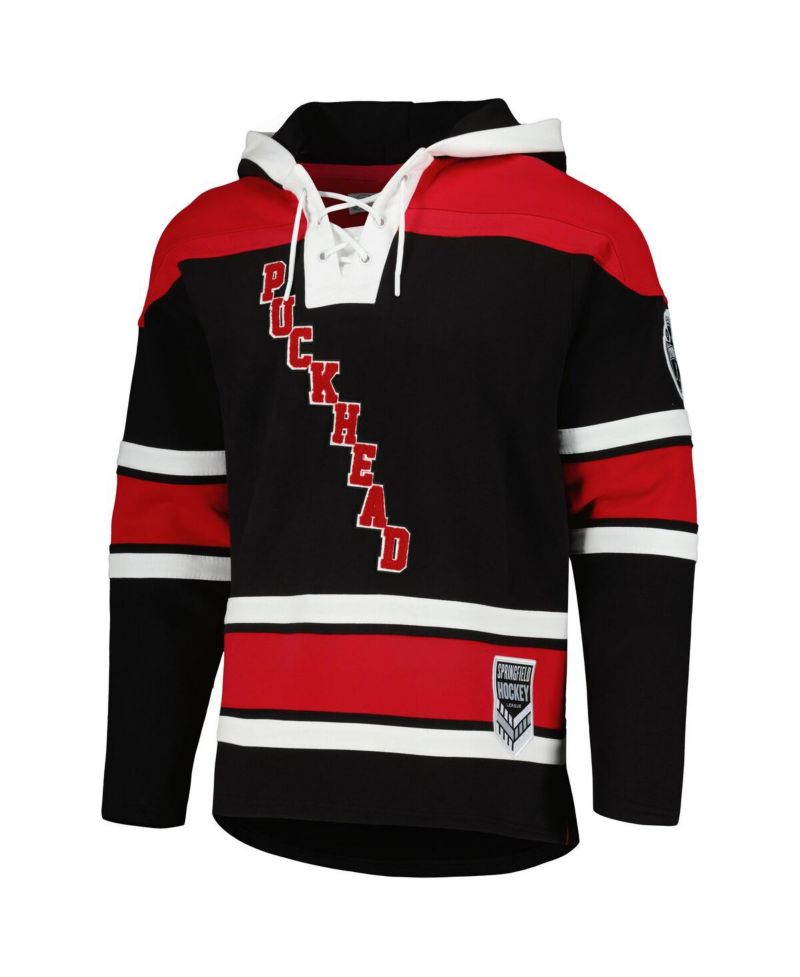 Men's Bart Simpson Black/Red The Simpsons Puckhead Hoodie Hockey Jersey