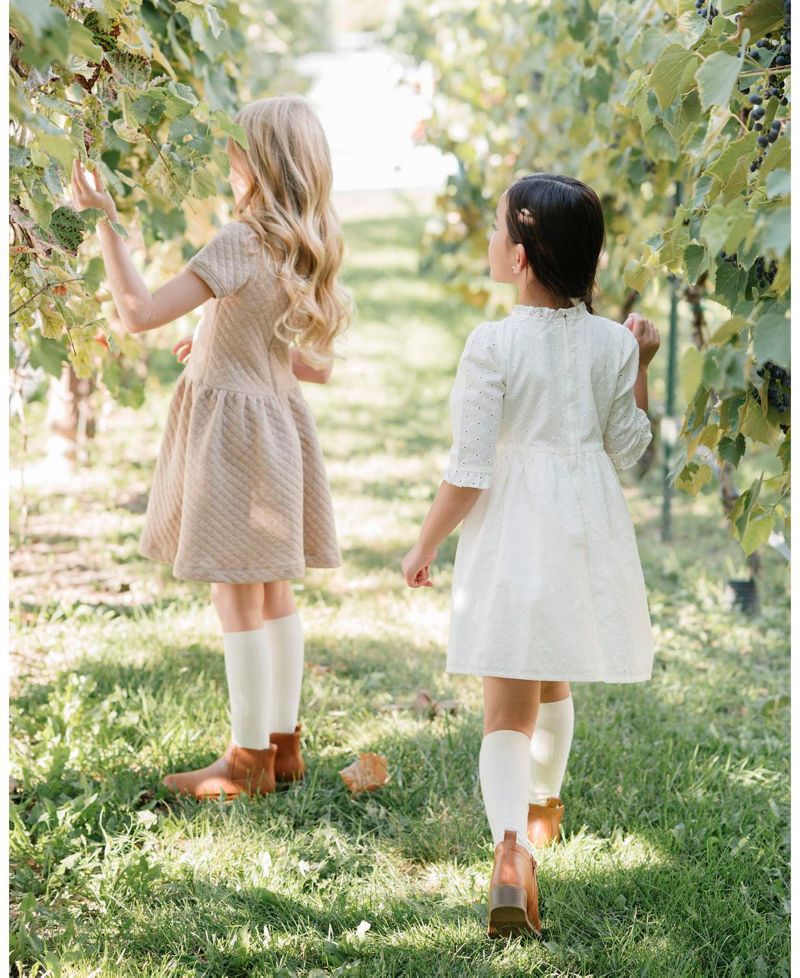 Toddler Girls Hope and Henry Organic Flutter Sleeve Tiered Eyelet Dress