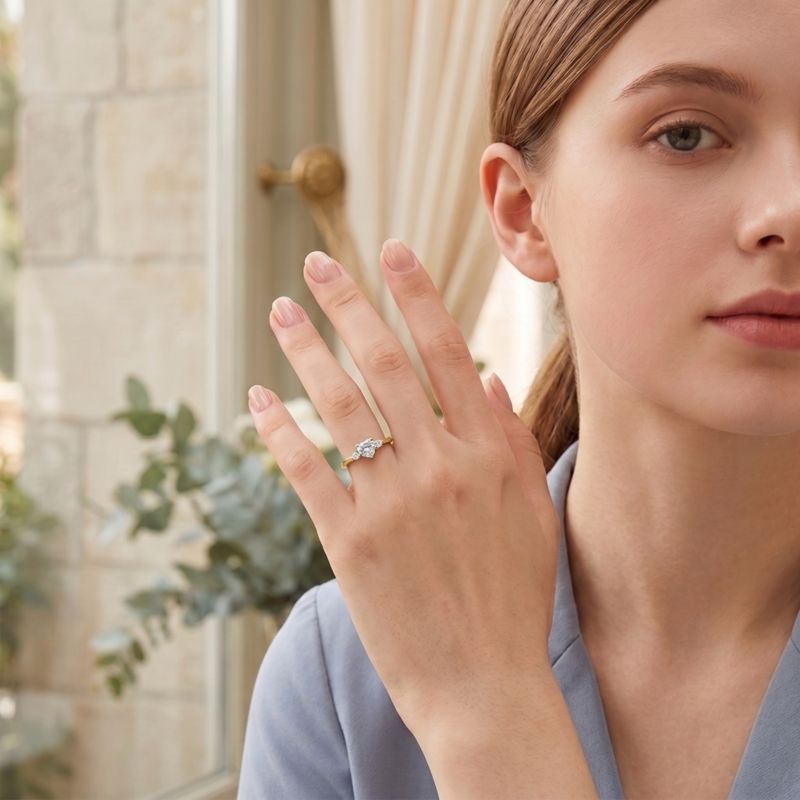 Dainty Sterling Silver CZ Three-Stone "I Love You" Slim Band Ring