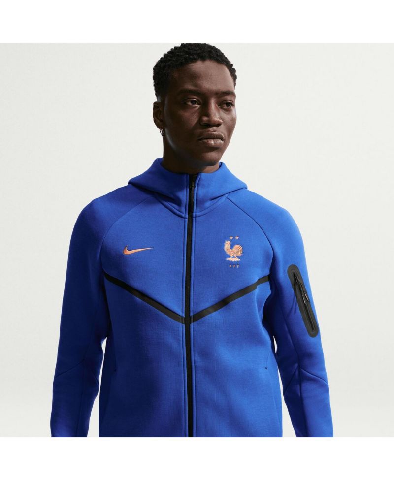 Men's Blue France National Team 2026 Tech Fleece Windrunner Raglan Full-Zip Hoodie