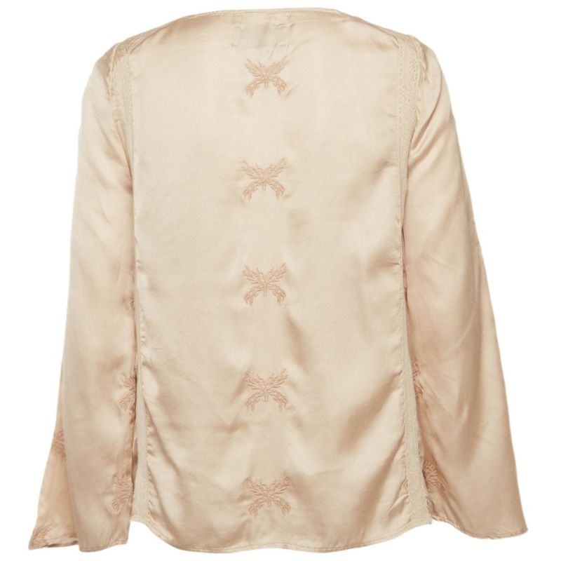 Women's Beige Embroidered Crepe Tunic