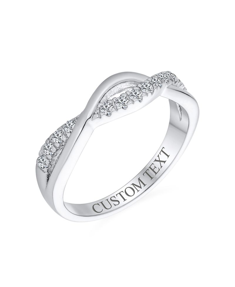 Intertwined Twist Half Eternity Pave CZ Infinity Band Ring Sterling Silver