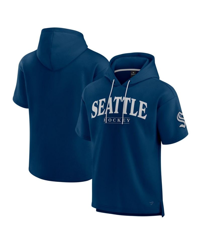 Men's Deep Sea Blue Seattle Kraken Elements Ready Short Sleeve Pullover Hoodie
