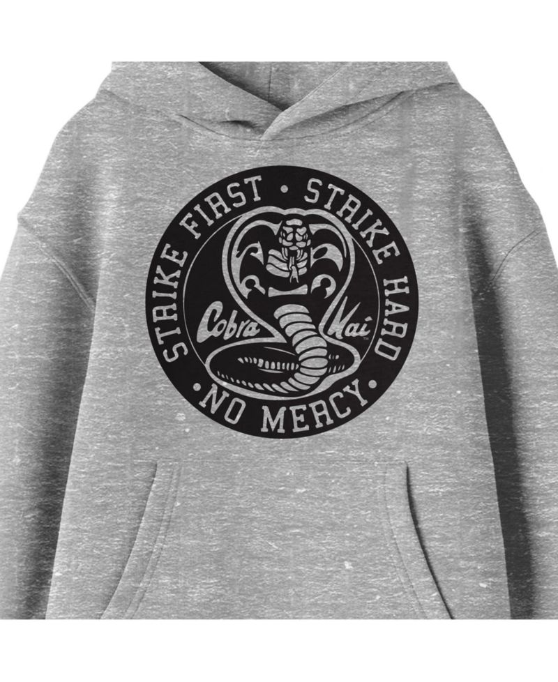 Strike First Strike Hard Black Seal Long Sleeve Athletic Heather Youth Hooded Sweatshirt-XXL