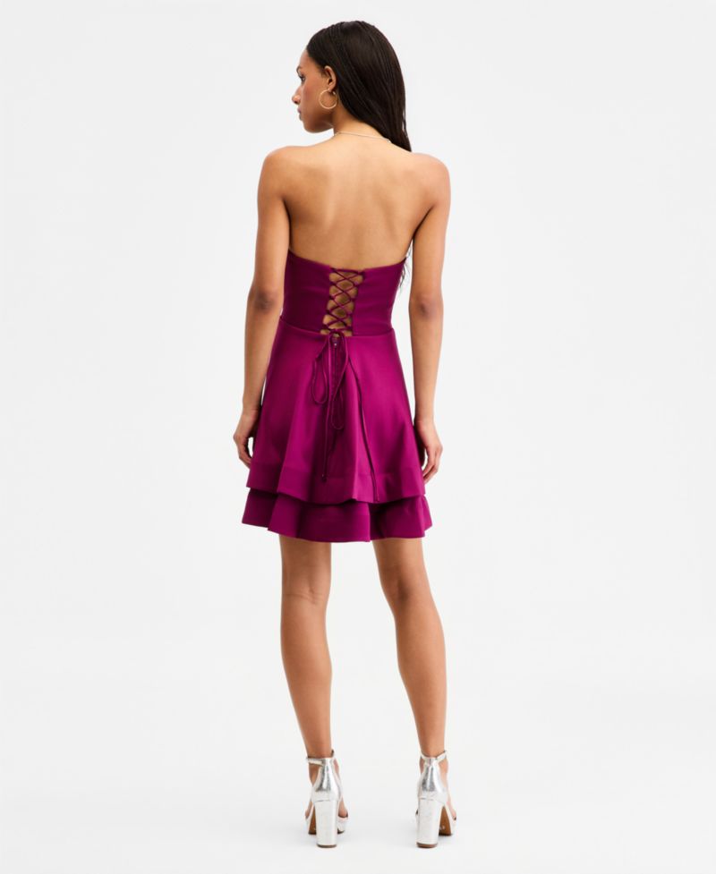 Juniors' Strapless Ruffle-Tiered Dress