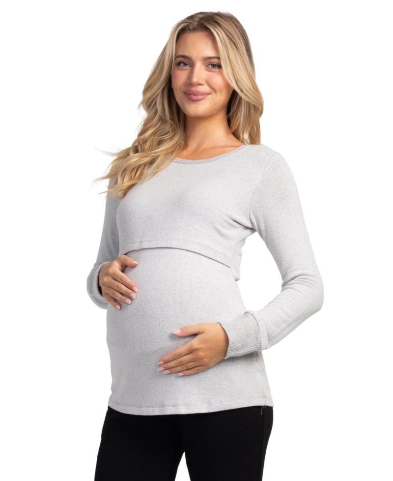 Maternity Nursing Brushed-Knit Sweater