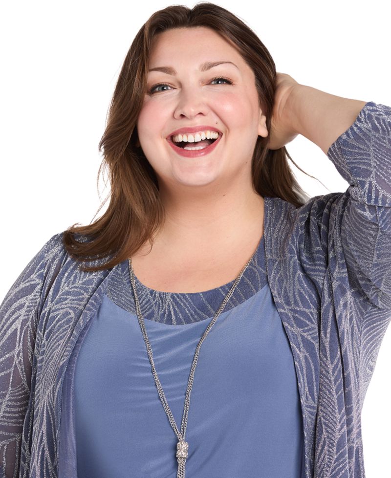 Plus Size Ruffle Knit Dress & Jacket, 2-Piece Set
