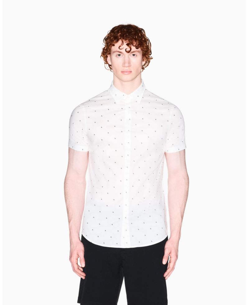 Men's Poplin Allover logo Print Button Down Shirt