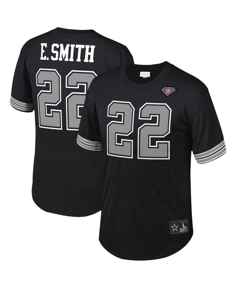 Men's Emmitt Smith Black Dallas Cowboys Retired Player Name and Number Mesh Top