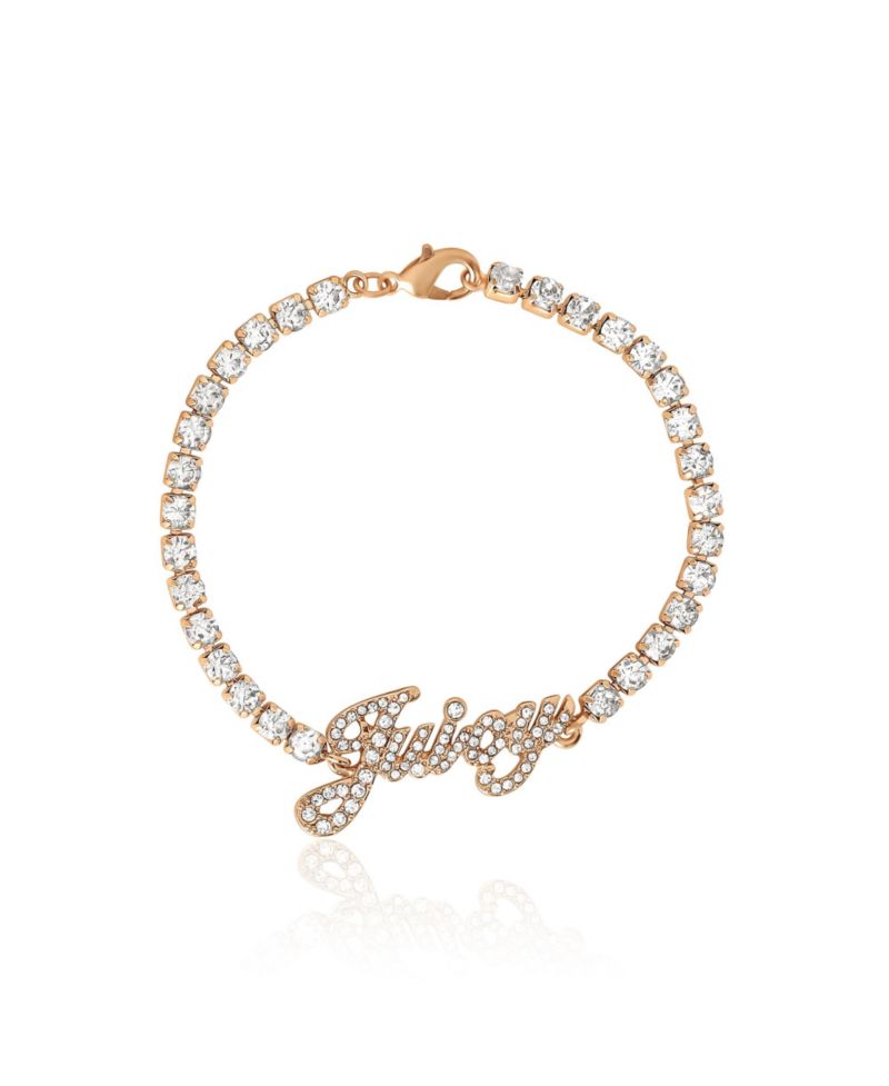 Crystal Tennis Bracelet with Signature Script Logo Charm