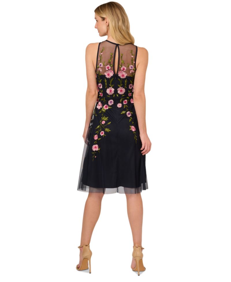 Women's Embroidered Beaded Fit & Flare Dress