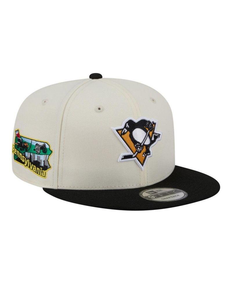 Men's White/Black Pittsburgh Penguins Injection Localized Two-Tone 9FIFTY Snapback Hat