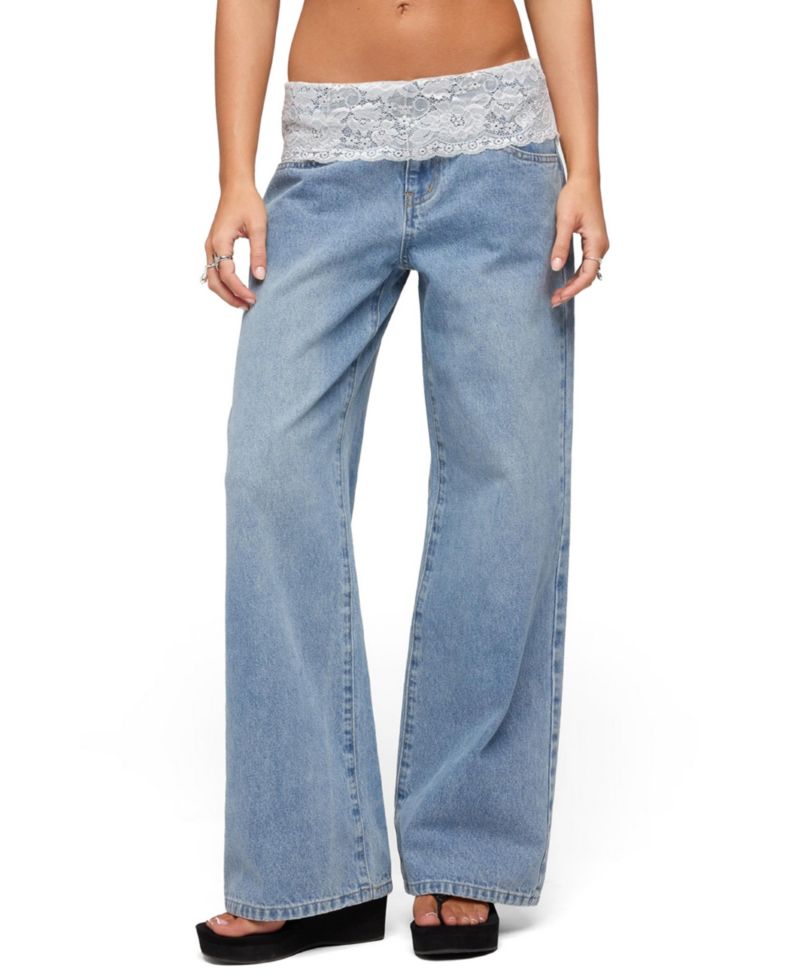 Women's Lacey Foldover Low Rise Baggy Jeans