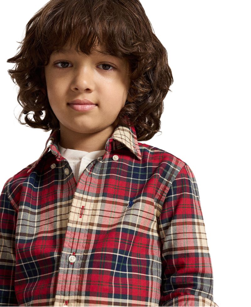 Boys' 2T-7 Plaid Cotton Oxford Shirt