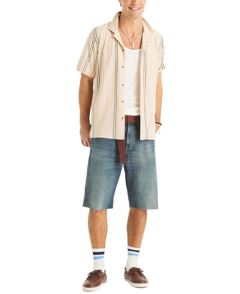Men's Striped Spread-Collar Shirt