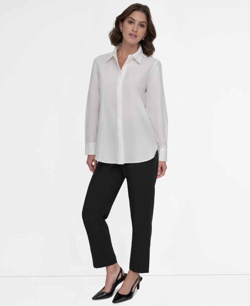 Petite Button-Front Blouse