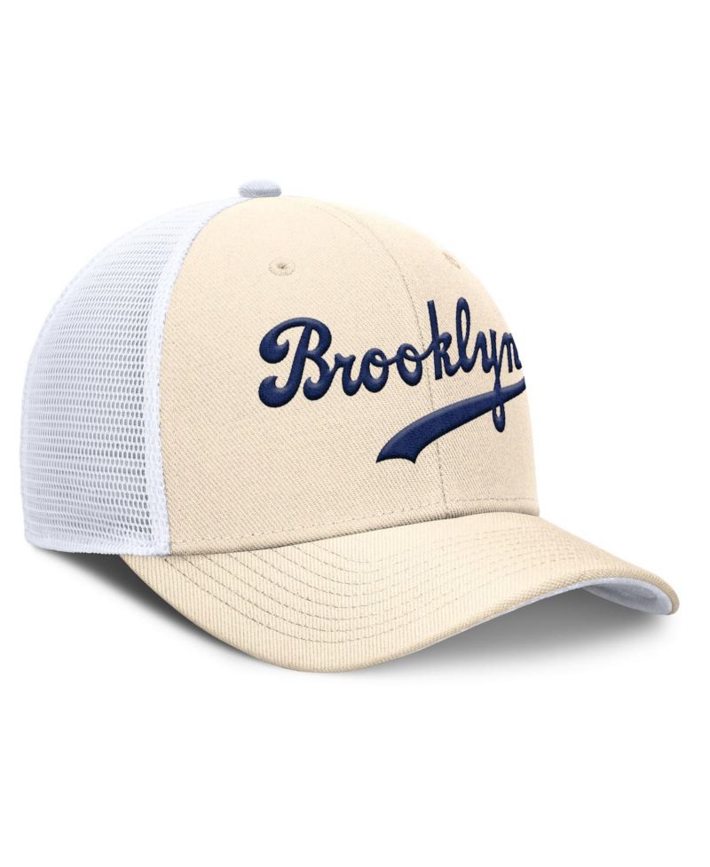 Men's Natural Brooklyn Dodgers Cooperstown Collection Dri-FIT Rise Trucker Adjustable Hat
