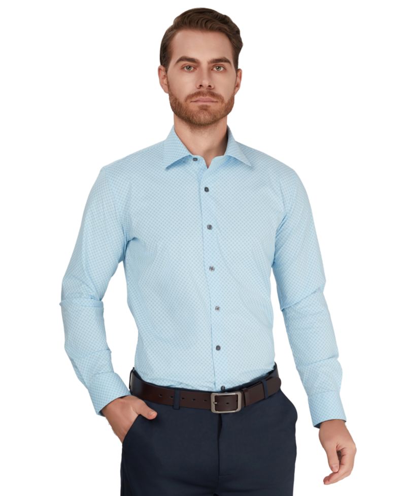 Men's Geometric Print Slim-Fit Dress Shirt